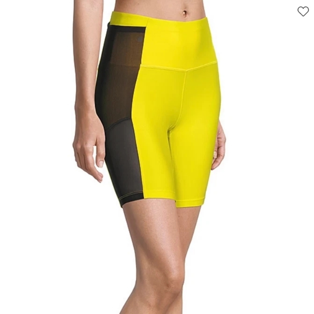 Sports Illustrated Yellow and Black Women's Biker Shorts With Mesh Pocket